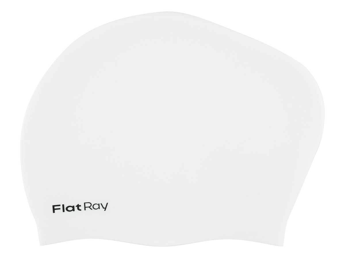 Силиконовая шапочка для плавания Flat Ray Long Hair Silicone Swim Cap, белый