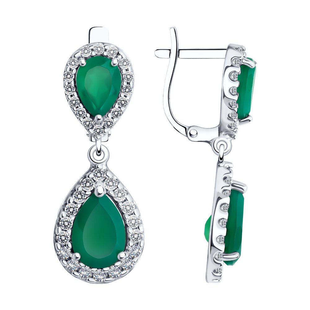 

Серьги подвески из серебра SOKOLOV 92022825, фианит/агат, 92022825