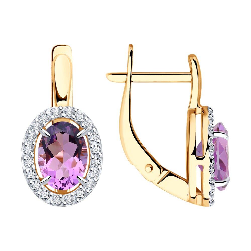 

Серьги из красного золота Diamant 51-320-02049-4, фианит\аметист, 51-320-02049-4