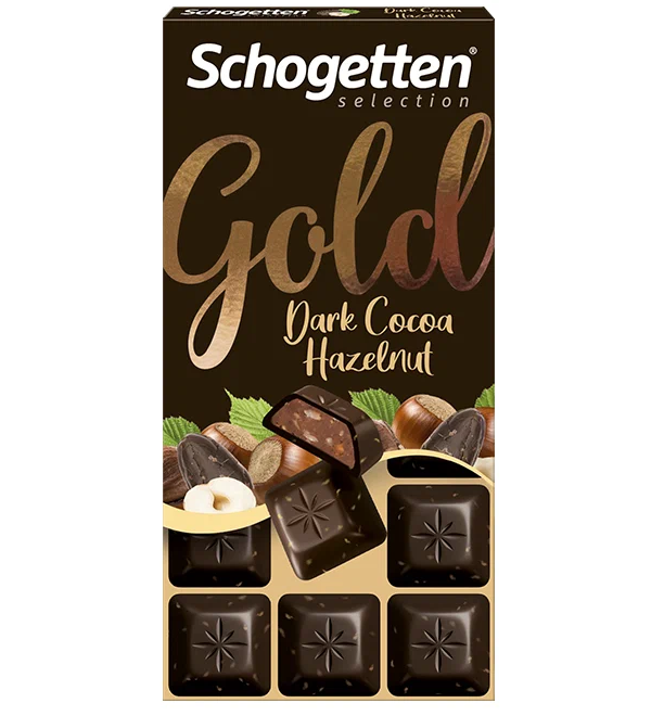 

Шоколад Schogetten Gold тёмный, с какао-кремом и дроблёным фундуком, 100 г