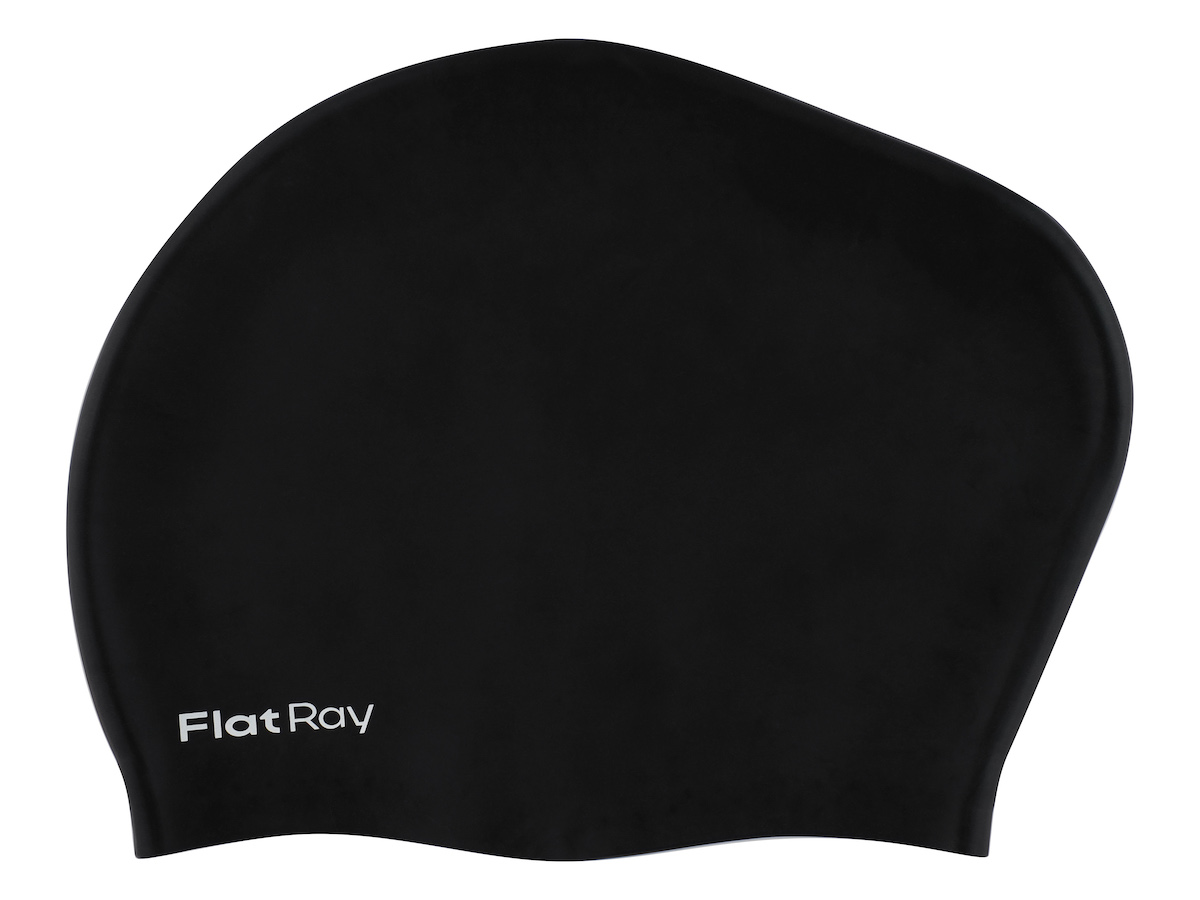 Силиконовая шапочка для плавания Flat Ray Long Hair Silicone Swim Cap, черный