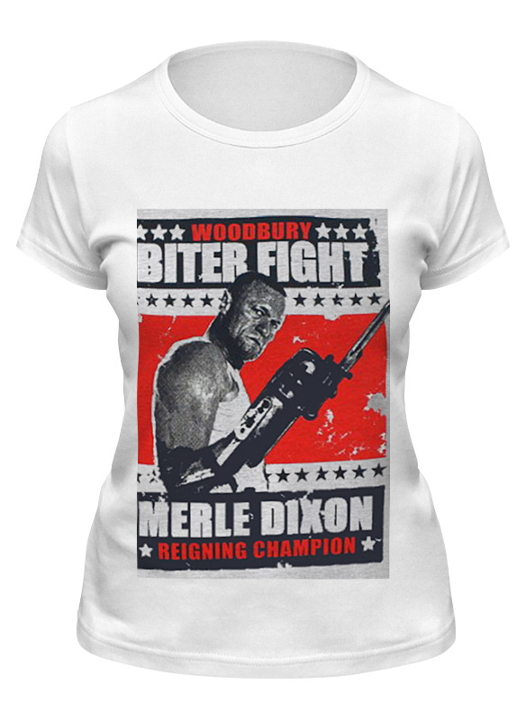 

Футболка женская Printio Walking dead merle dixon biter fight белая S, Белый, Walking dead merle dixon biter fight