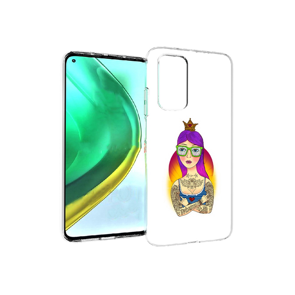 

Чехол MyPads Tocco для Xiaomi Mi 10T Pro девушка в татуировках с короной, Прозрачный, Tocco
