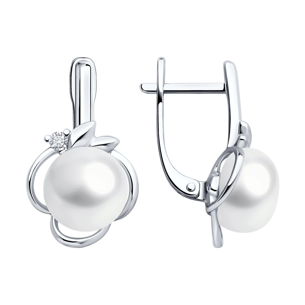 

Серьги из серебра SOKOLOV 92022994, фианит/жемчуг культивированный, 92022994