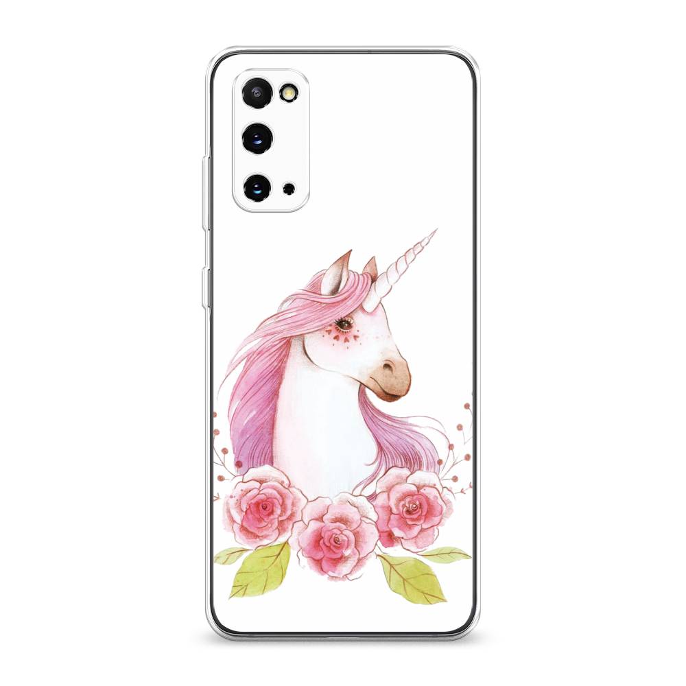 

Чехол для Samsung Galaxy S20 "Единорог цветы", Белый;розовый;серый, 29250-1