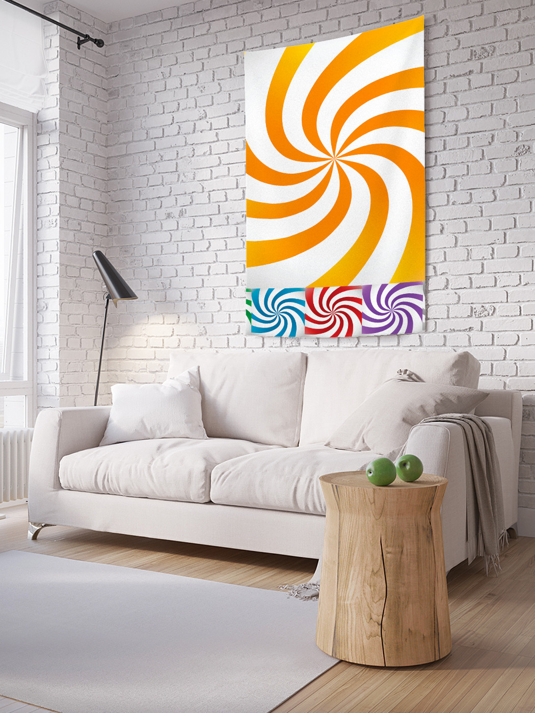 фото Вертикальное фотопанно на стену joyarty "набор красочных спиралей", 150x200 см