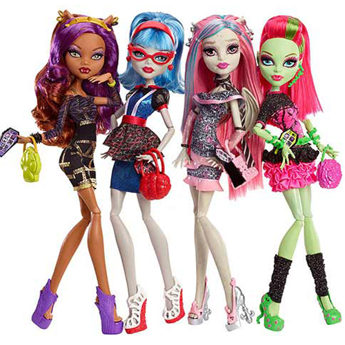 

4 куклы Mattel Clawdeen, Ghoulia, Rochelle,Venus Ghoul's night out, 4 PACK, BBR96, 4 PACK