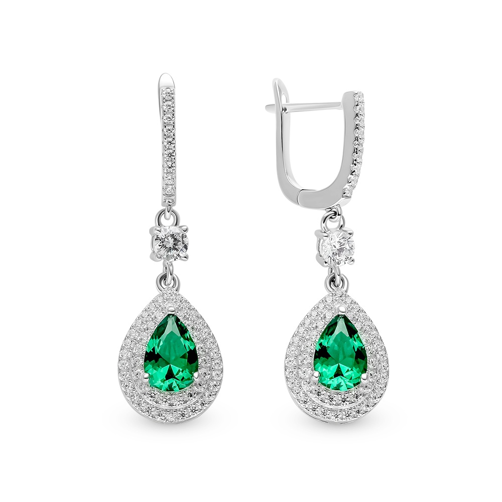 

Серьги подвески из серебра 585Gold 702006976, фианит, 702006976