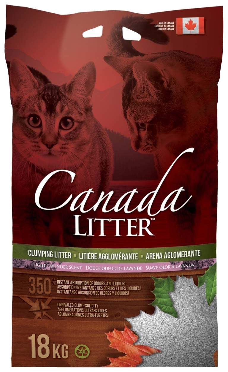 фото Комкующийся наполнитель для кошек canada litter запах на замке бентонитовый, лаванда, 18кг