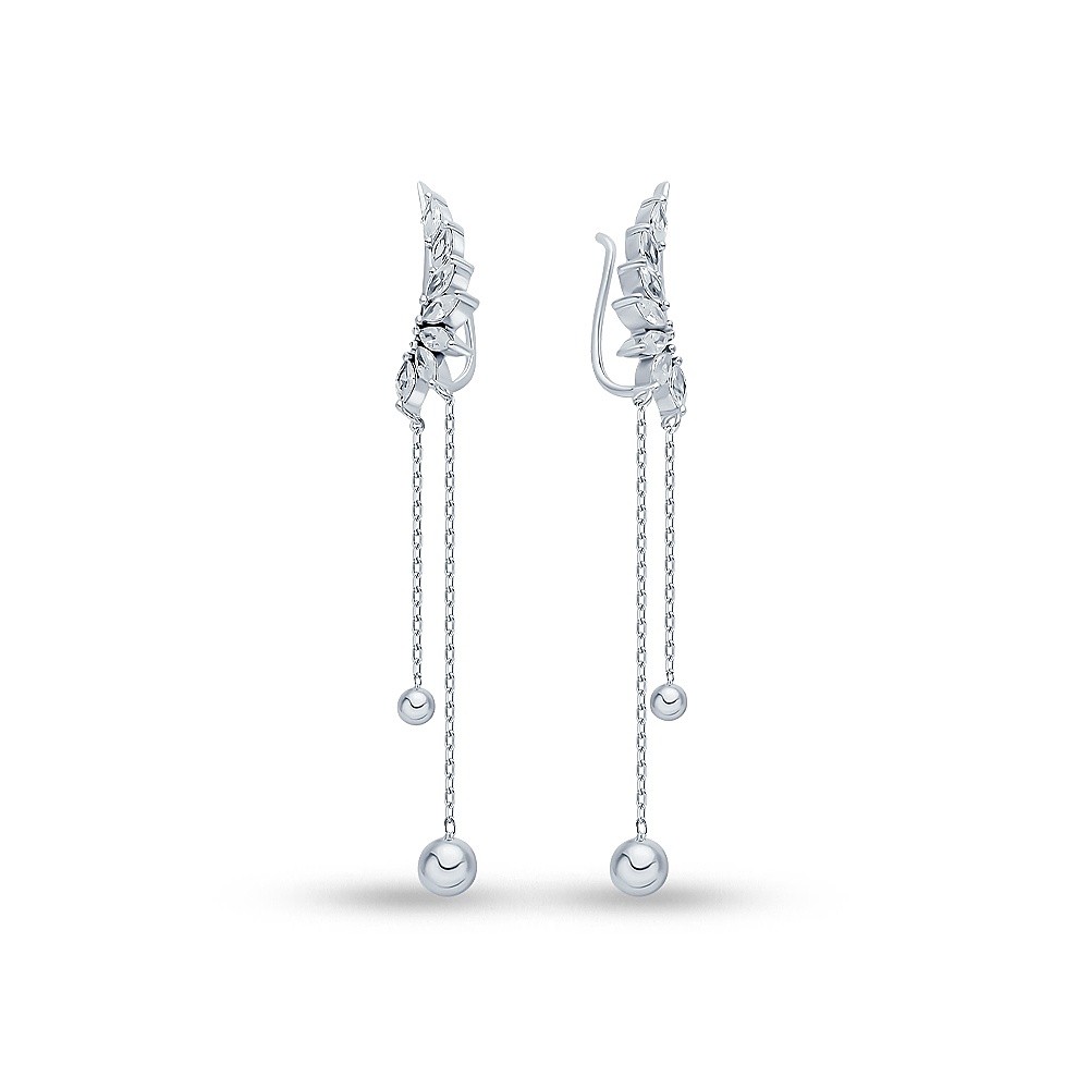 

Серьги клаймберы из серебра 585Gold 702007563, фианит, 702007563