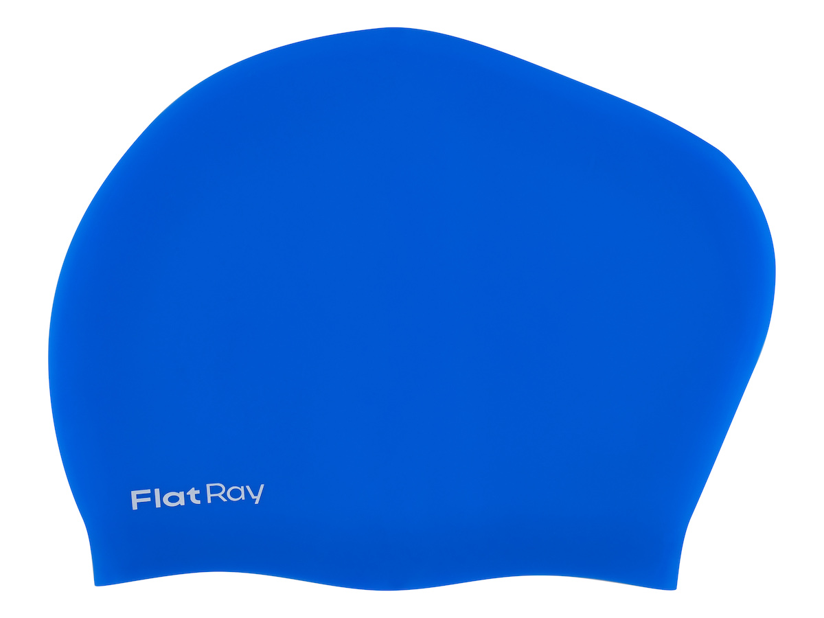 Силиконовая шапочка для плавания Flat Ray Long Hair Silicone Swim Cap, синий
