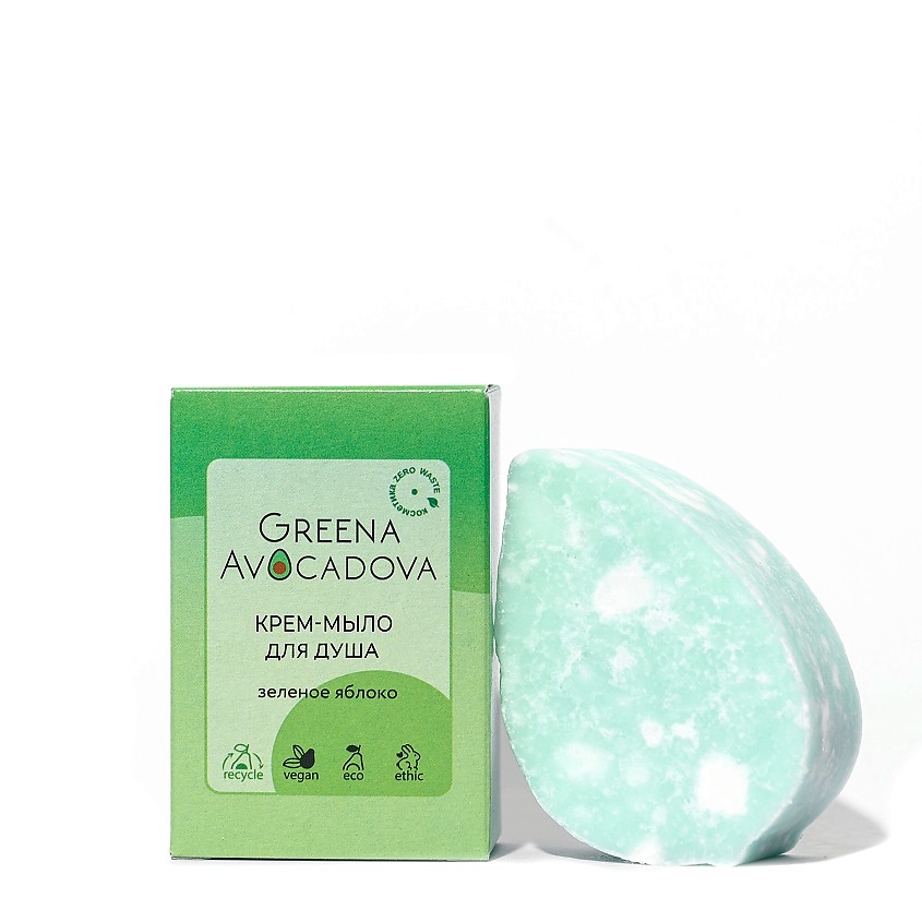 Купить Крем-мыло для душа Greena Avocadova Зелёное яблоко, 100 мл