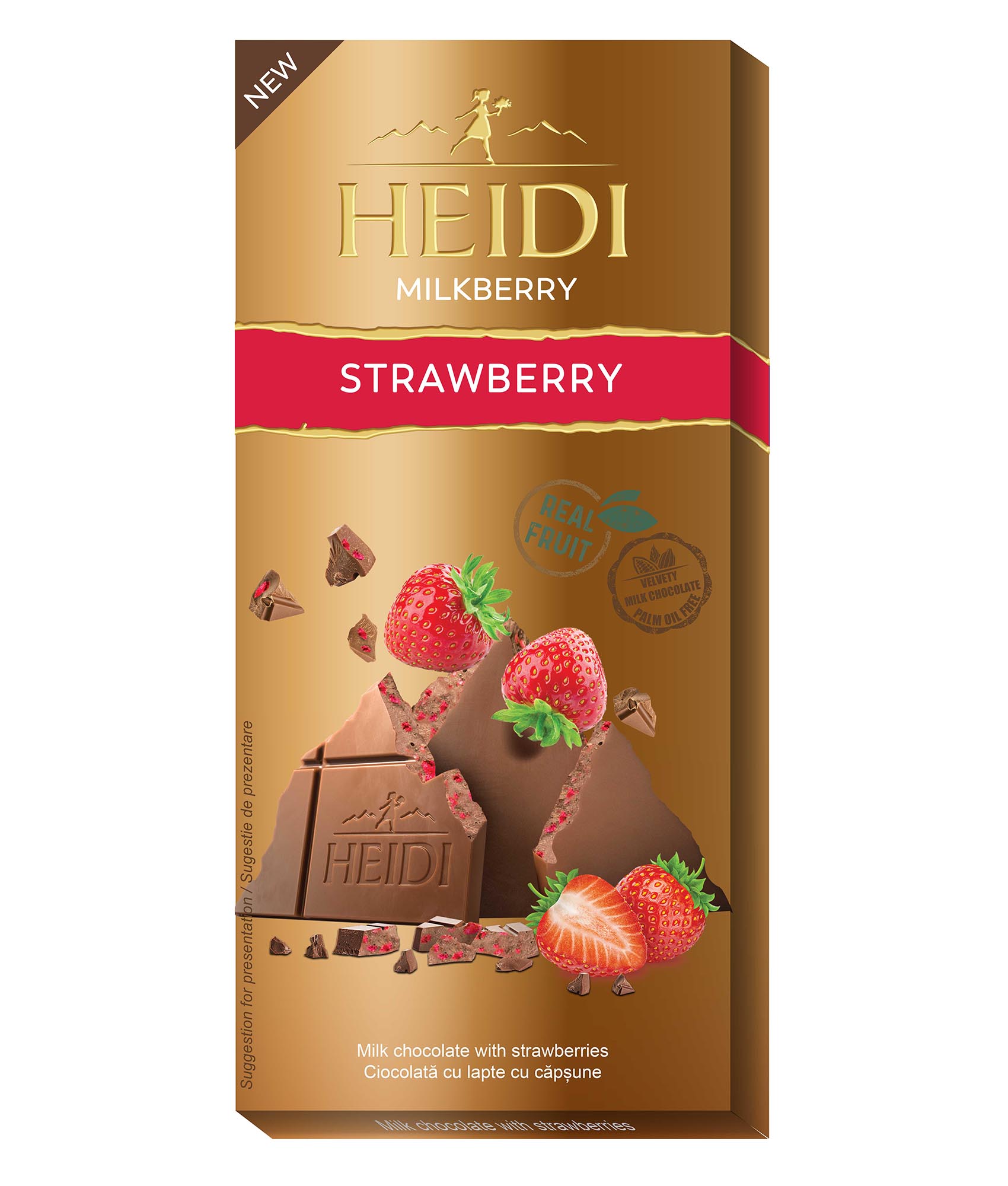 Шоколад Heidi Milkberry молочный, с клубникой, 80 г