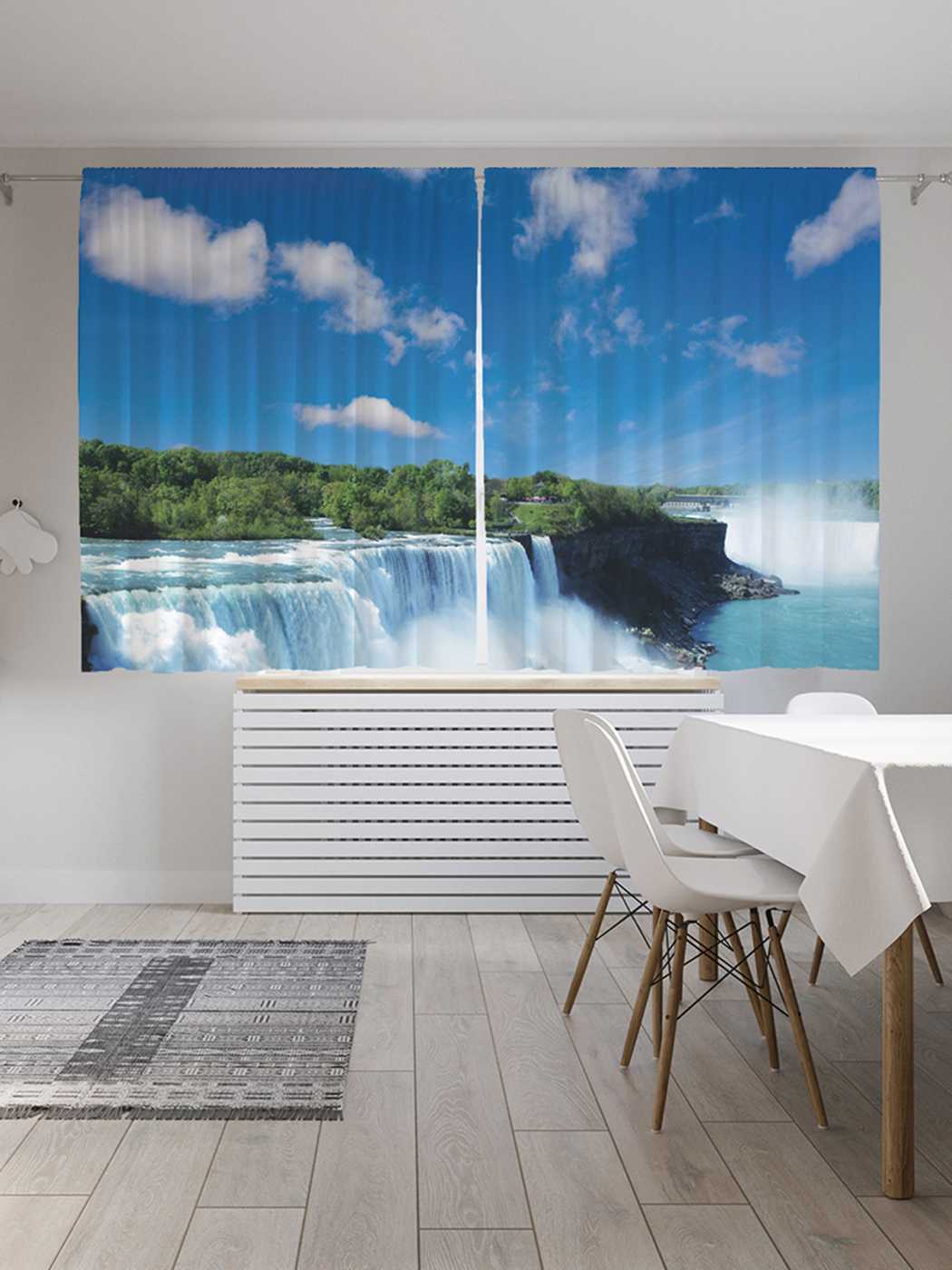 

Классические шторы JoyArty "Водопадный парк", серия Oxford DeLux, 2 полотна 145x180 см, Водопадный парк