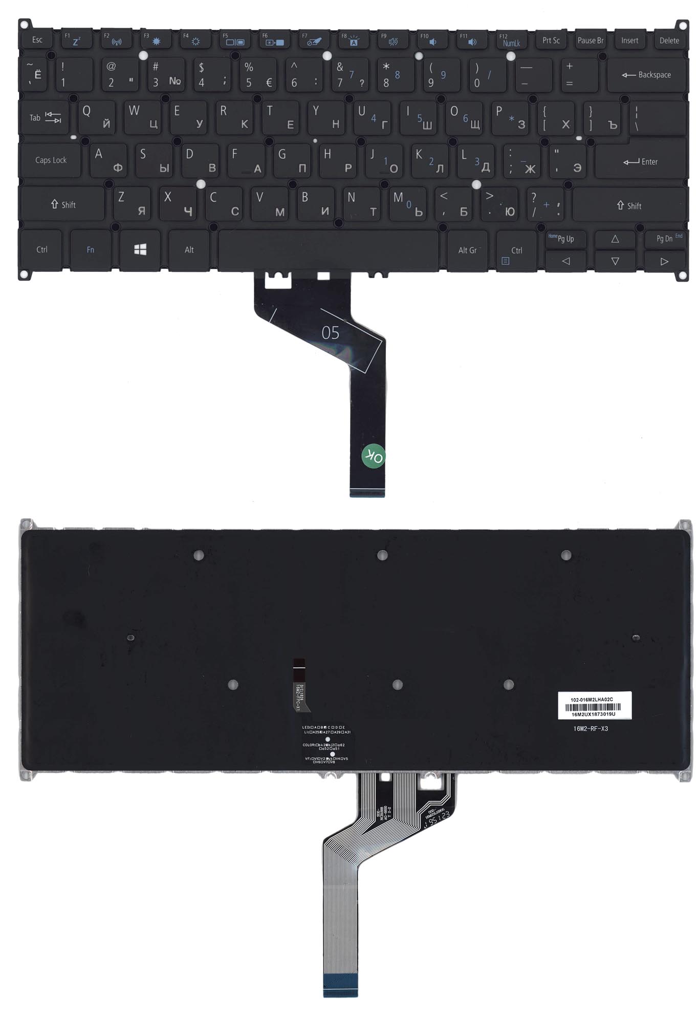 фото Клавиатура для ноутбука acer travelmate p4 p414-51 черная oem