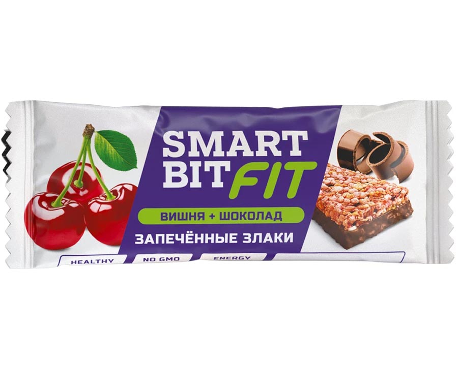 фото Батончик smartbit fit запечённые злаки, вишня и шоколад, 45г