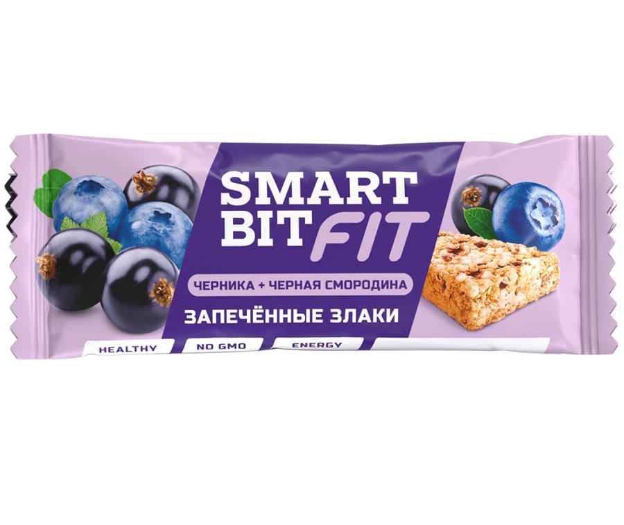 фото Батончик smartbit fit запечённые злаки, черника и черная смородина, 45 г