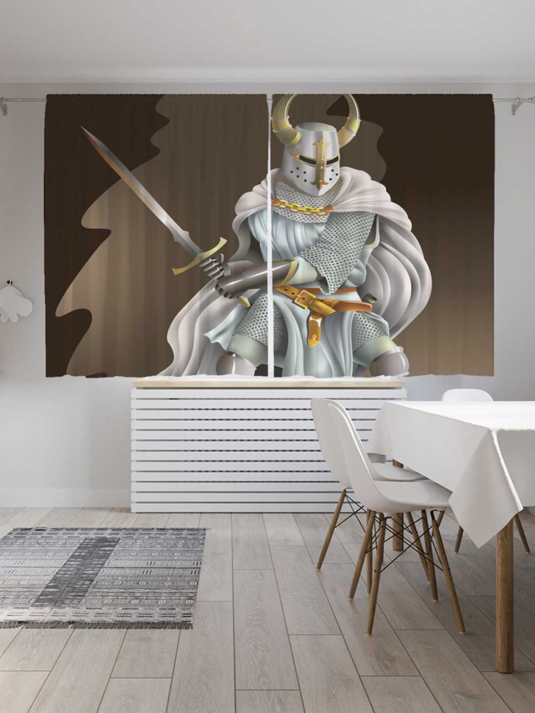 

Классические шторы JoyArty "Рыцарь в рогатом шлеме", Oxford DeLux, 2 полотна 145x180 см, Рыцарь в рогатом шлеме