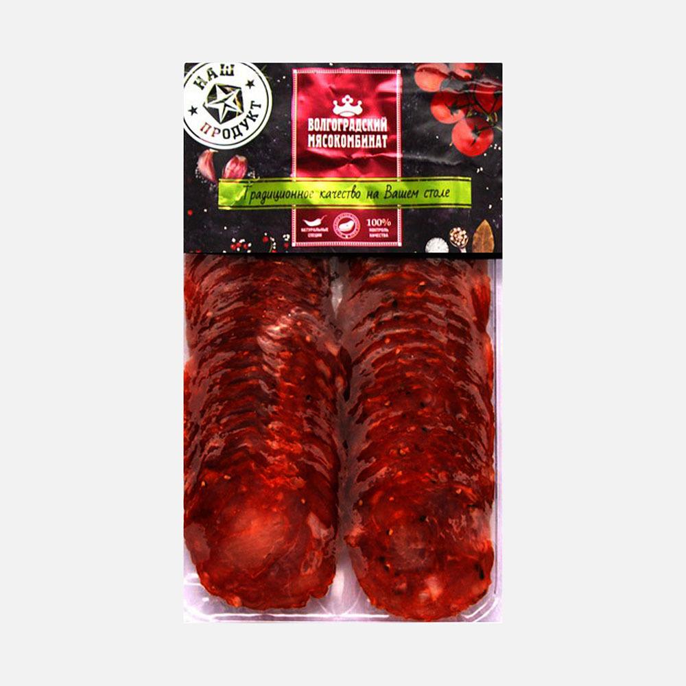 

Колбаса сырокопченая Волгоградский Мясокомбинат Сервелат, альпийский, нарезка, 100 г
