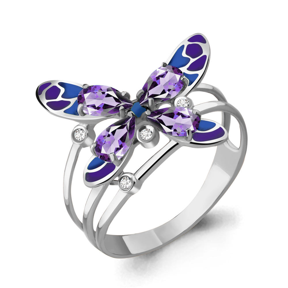 

Кольцо из серебра с аметистом р. 17,5 Aquamarine 6566304А_925_р, 6566304А_925_р
