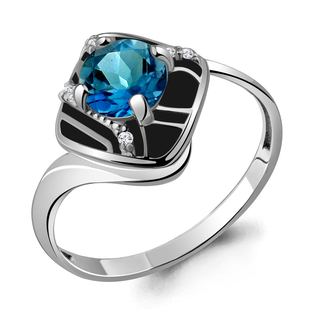 

Кольцо из серебра с топазом р. 18,5 Aquamarine 6566508А_925_р, 6566508А_925_р