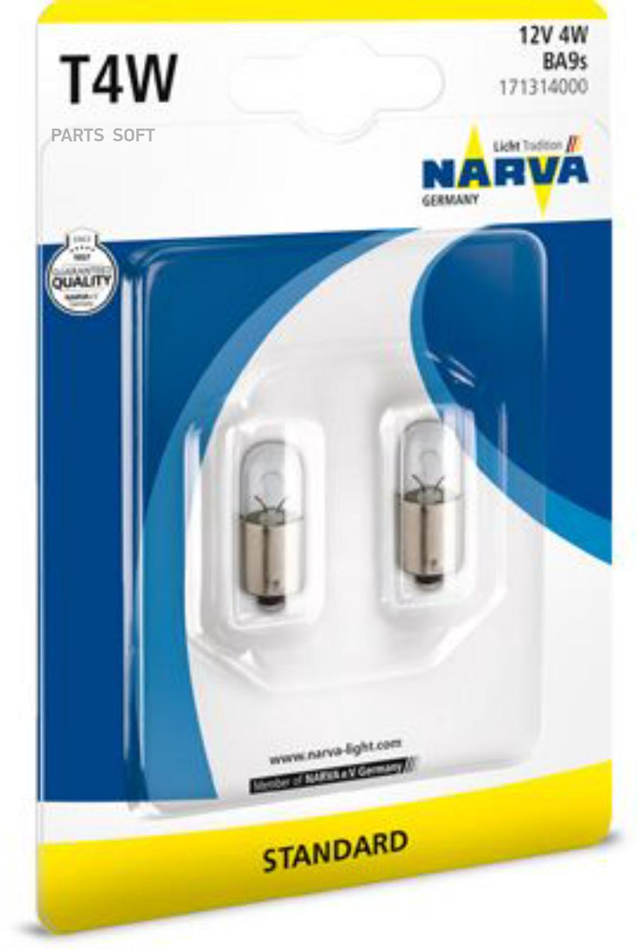 Лампы автомобильные NARVA T4W 12V NVA блистер
