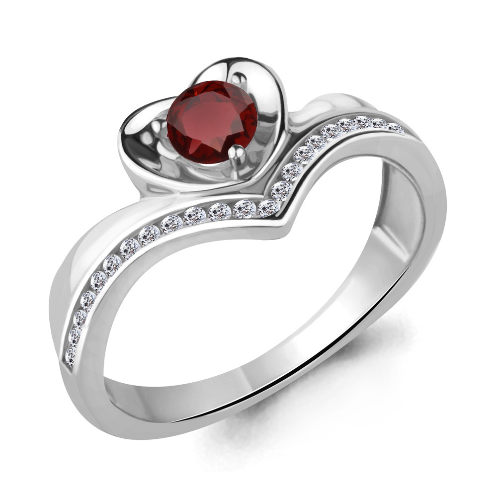 

Кольцо из серебра с гранатом р. , Aquamarine 6567403А_925_р, 6567403А_925_р