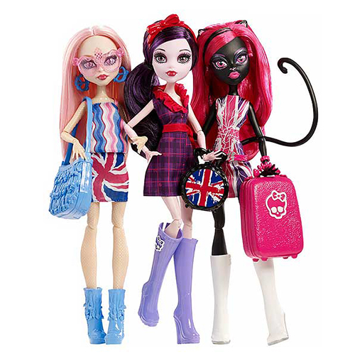 

3 куклы Mattel Catty Noir, Elissabat, Viperine Gorgon Ghoulebrities in Londoom, CGF51, 3 PACK
