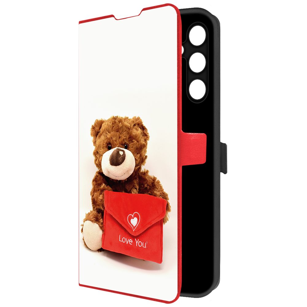 

Чехол-книжка Krutoff Eco Book для Samsung Galaxy A25 5G (A256) Медвежонок тебя любит, Красный