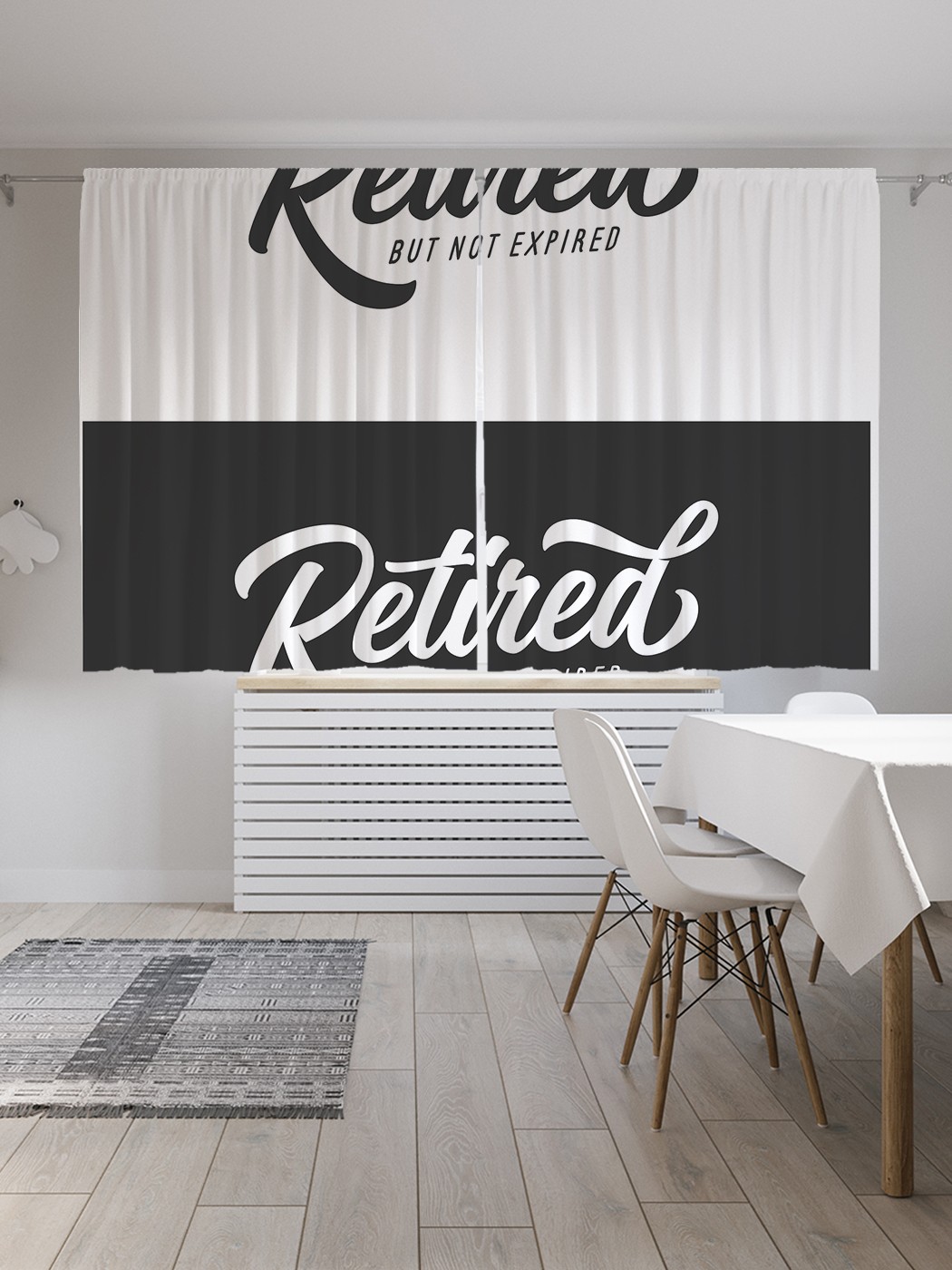 

Классические шторы JoyArty "Пенсионный срок", серия Oxford DeLux, 2 полотна 145x180 см, Пенсионный срок