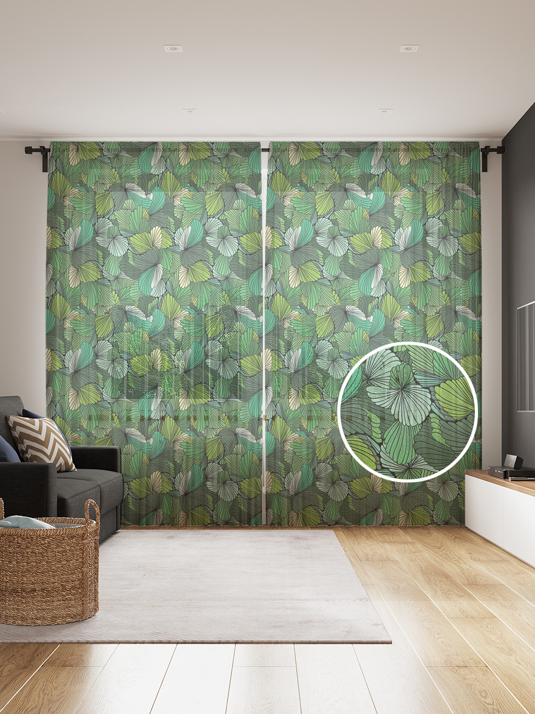 

Фототюль JoyArty "Абстрактные листья", 145x265см, 2 полотна, лента, 50 крючков, Абстрактные листья