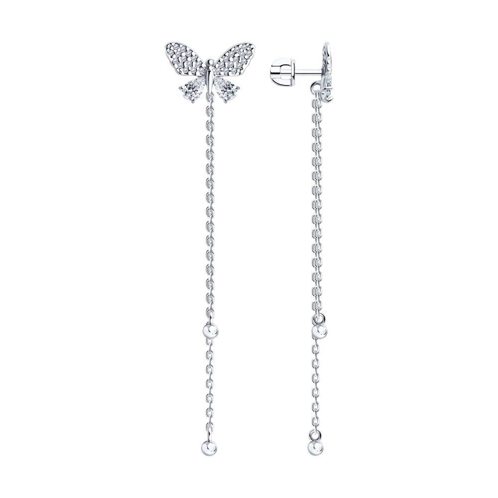 

Серьги подвески из серебра SOKOLOV 94026004, фианит, 94026004
