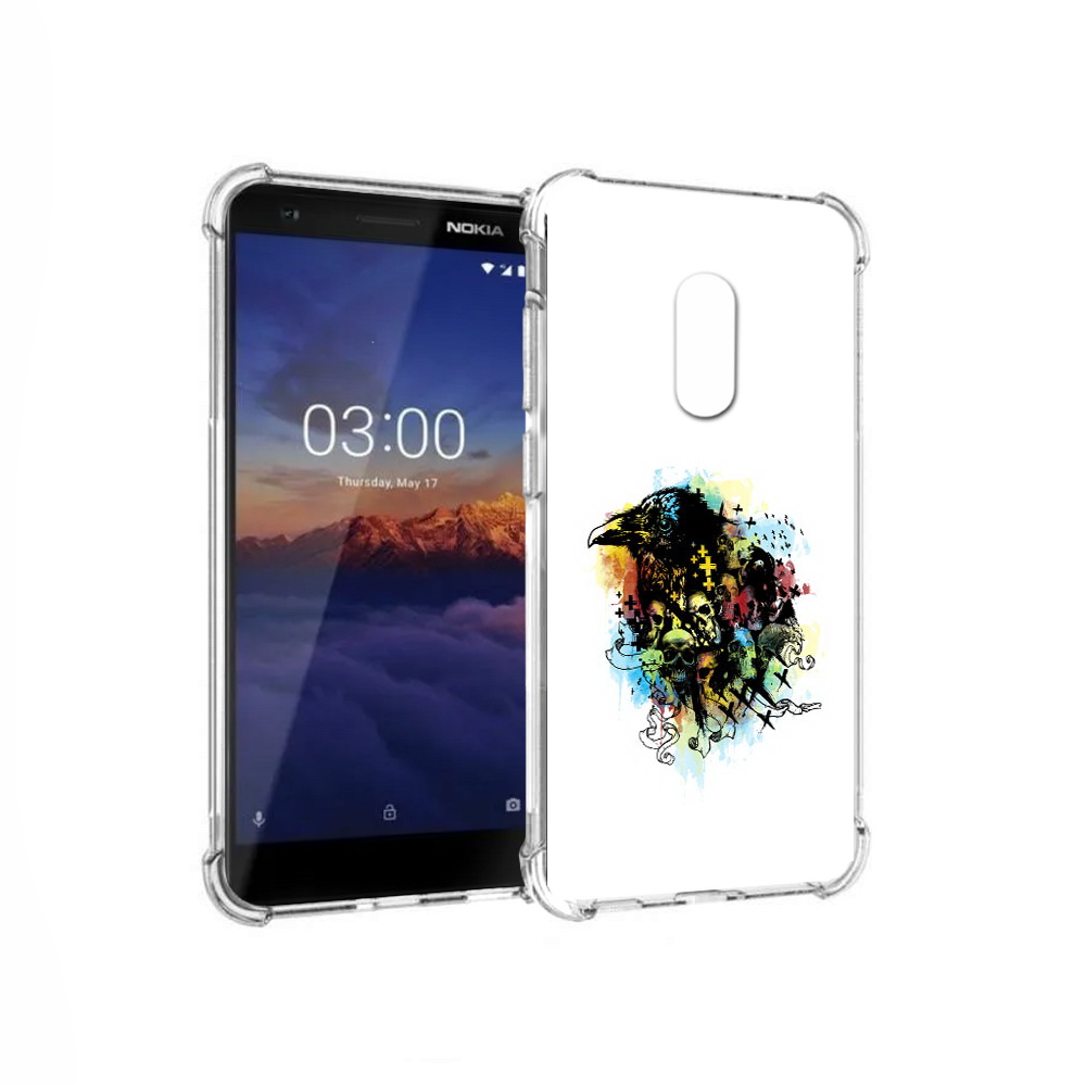 

Чехол MyPads Tocco для Nokia 3.1 ворон и черепа (PT114125.119.273), Прозрачный, Tocco