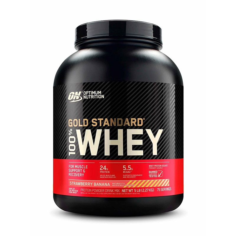 Optimum Nutrition 100% Whey Gold Standard, 2270 г, вкус: клубника-банан