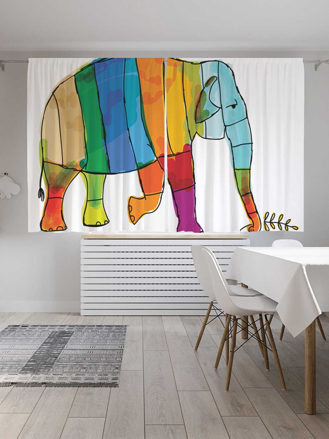 

Классические шторы JoyArty "Радужный слон", серия Oxford DeLux, 2 полотна 145x180 см, Радужный слон