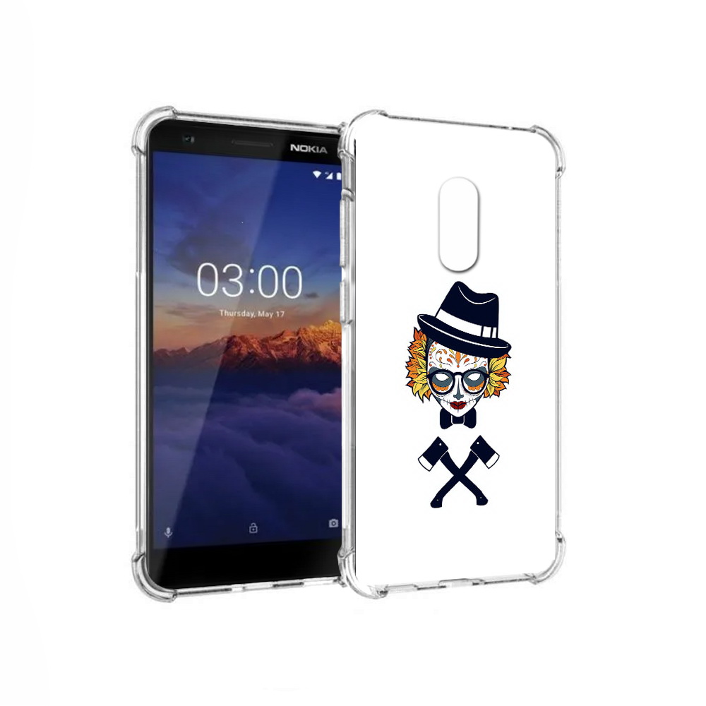 

Чехол MyPads Tocco для Nokia 3.1 девушка в маске с топорами рисунок (PT114125.119.304), Прозрачный, Tocco