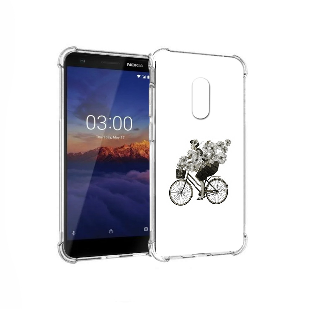 Чехол MyPads Tocco для Nokia 3.1 девушка на велосипеде с цветами (PT114125.119.307)