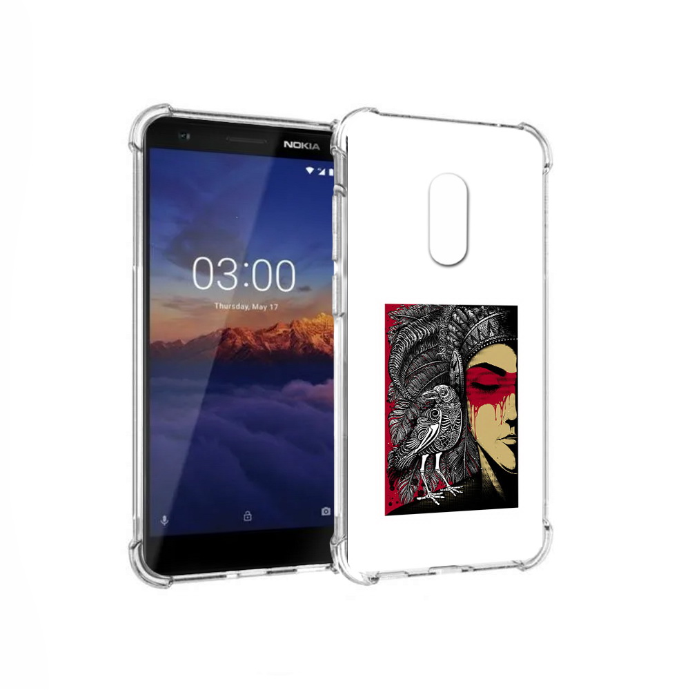 

Чехол MyPads Tocco для Nokia 3.1 девушка с вороном в абстракции (PT114125.119.311), Прозрачный, Tocco