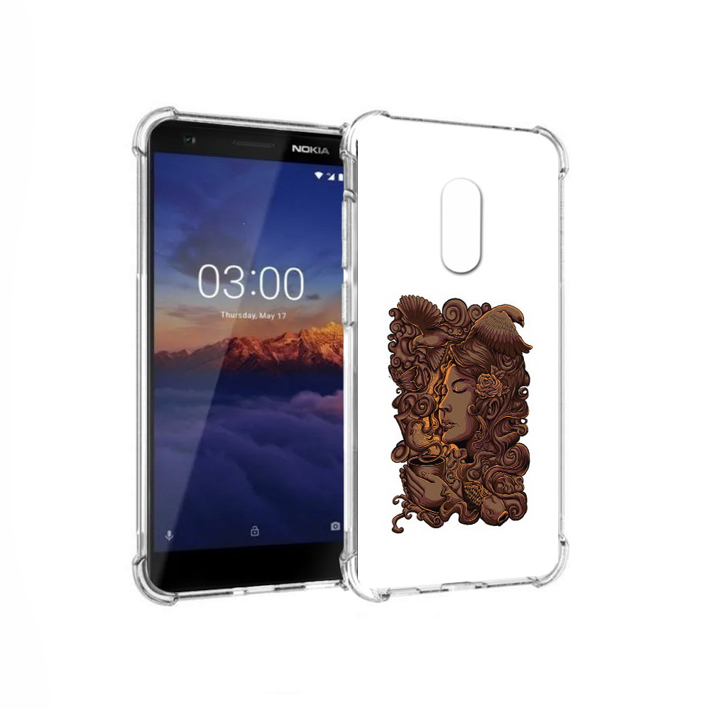 

Чехол MyPads Tocco для Nokia 3.1 девушка с длинными волосами абстракция (PT114125.119.312), Прозрачный, Tocco