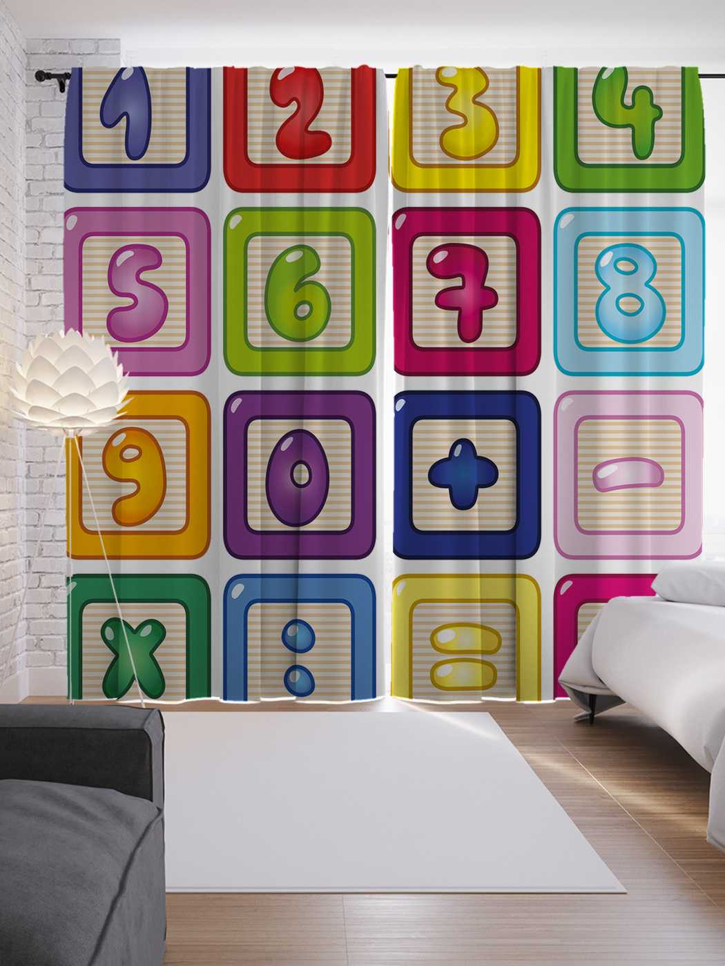 фото Шторы joyarty с фотопечатью "векторные цифры" из сатена, 290х265 см
