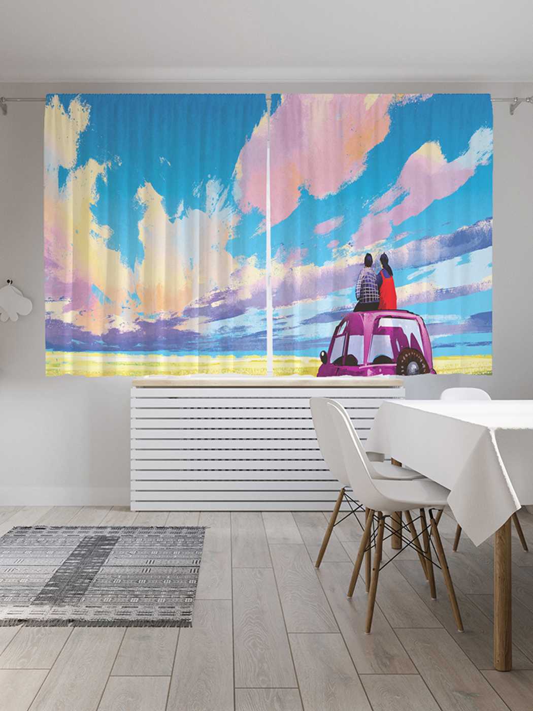 

Классические шторы JoyArty "Любование небом на машине", Oxford DeLux, 2 полотна 145x180 см, Любование небом на машине