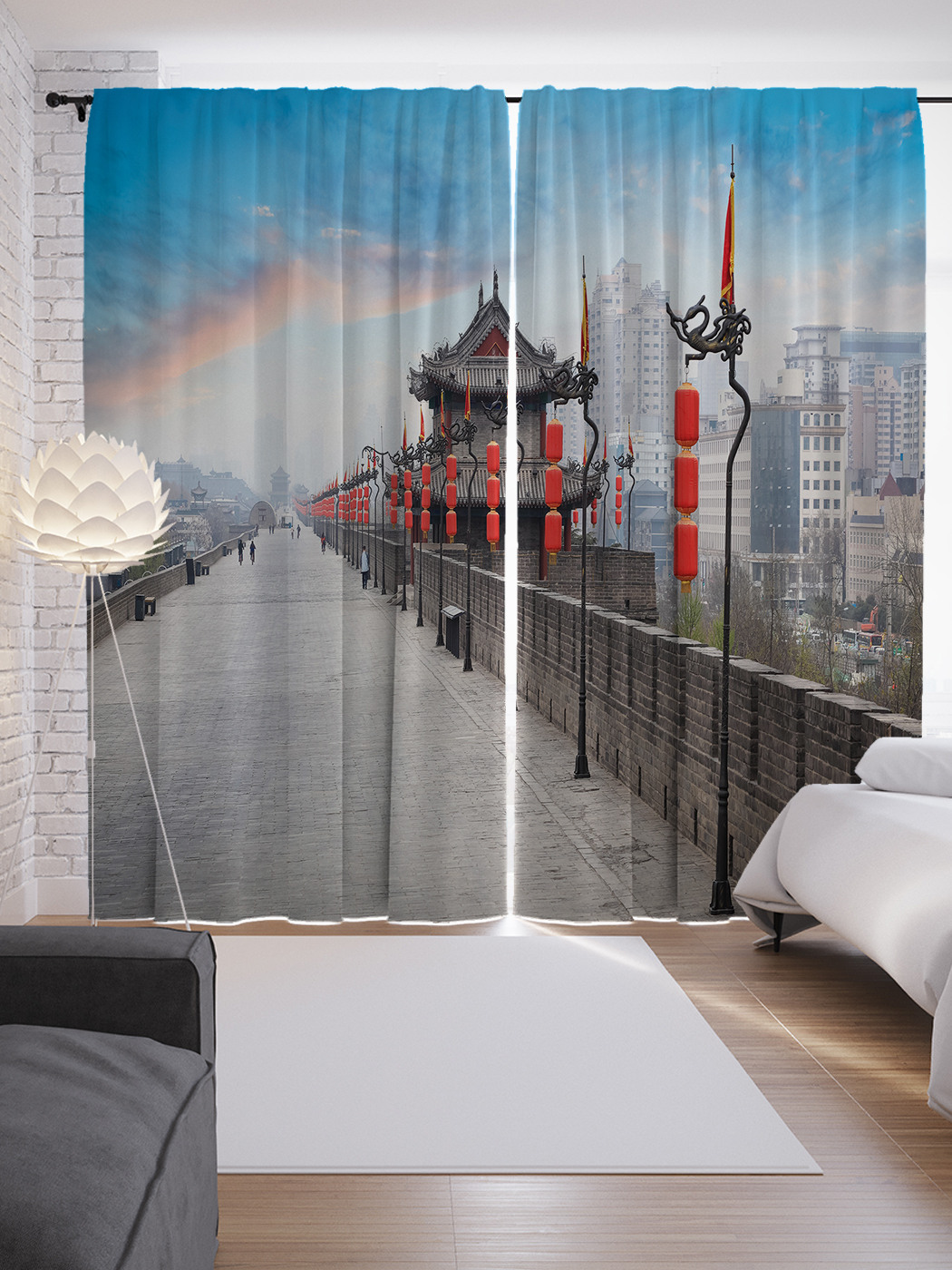 

Шторы JoyArty с фотопечатью "Китайский мост" из сатена, 290х265 см, Китайский мост