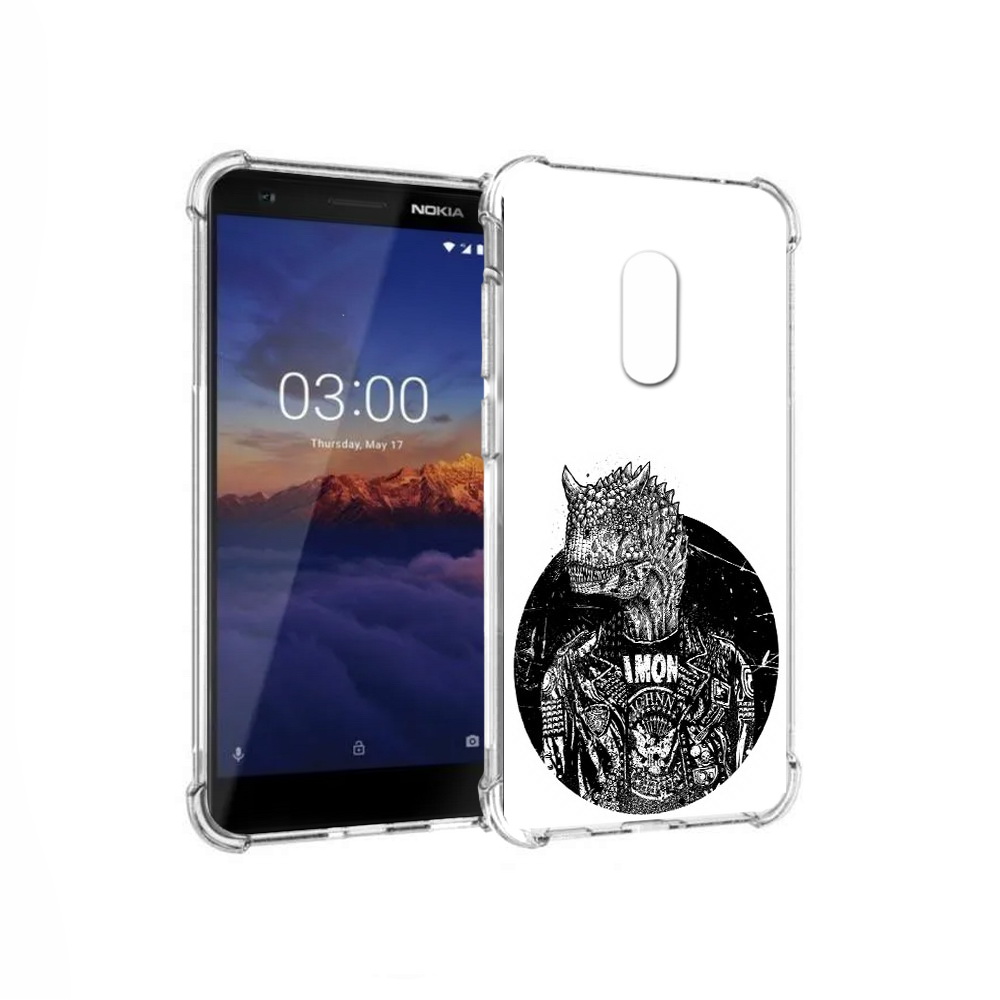 

Чехол MyPads Tocco для Nokia 3.1 динозавр в куртке (PT114125.119.328), Прозрачный, Tocco
