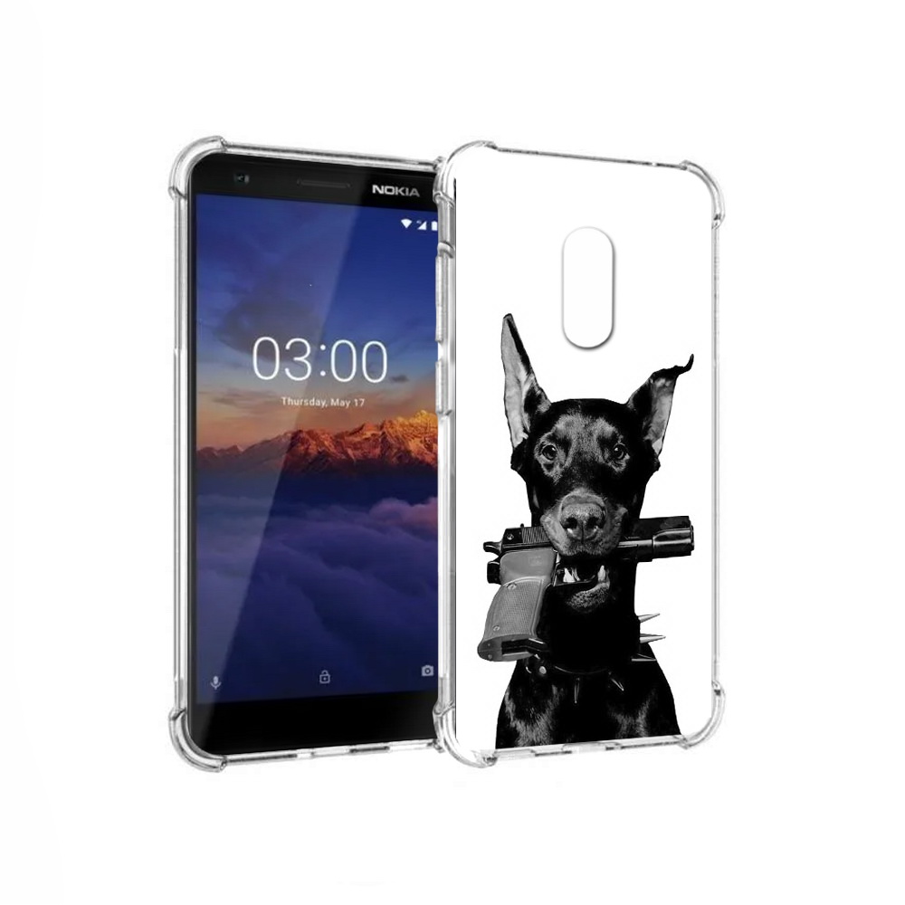 

Чехол MyPads Tocco для Nokia 3.1 доберман с пистолетом (PT114125.119.331), Прозрачный, Tocco