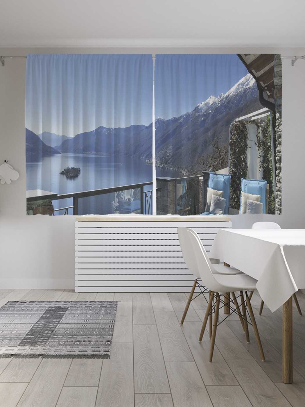 фото Классические шторы joyarty "обзор горного озера", серия oxford delux, 2 полотна 145x180 см