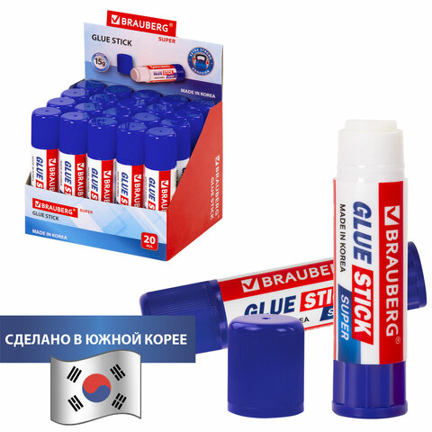 

Клей-карандаш Brauberg SUPER, 15 г, ЮЖНАЯ КОРЕЯ, 229541, 20 шт