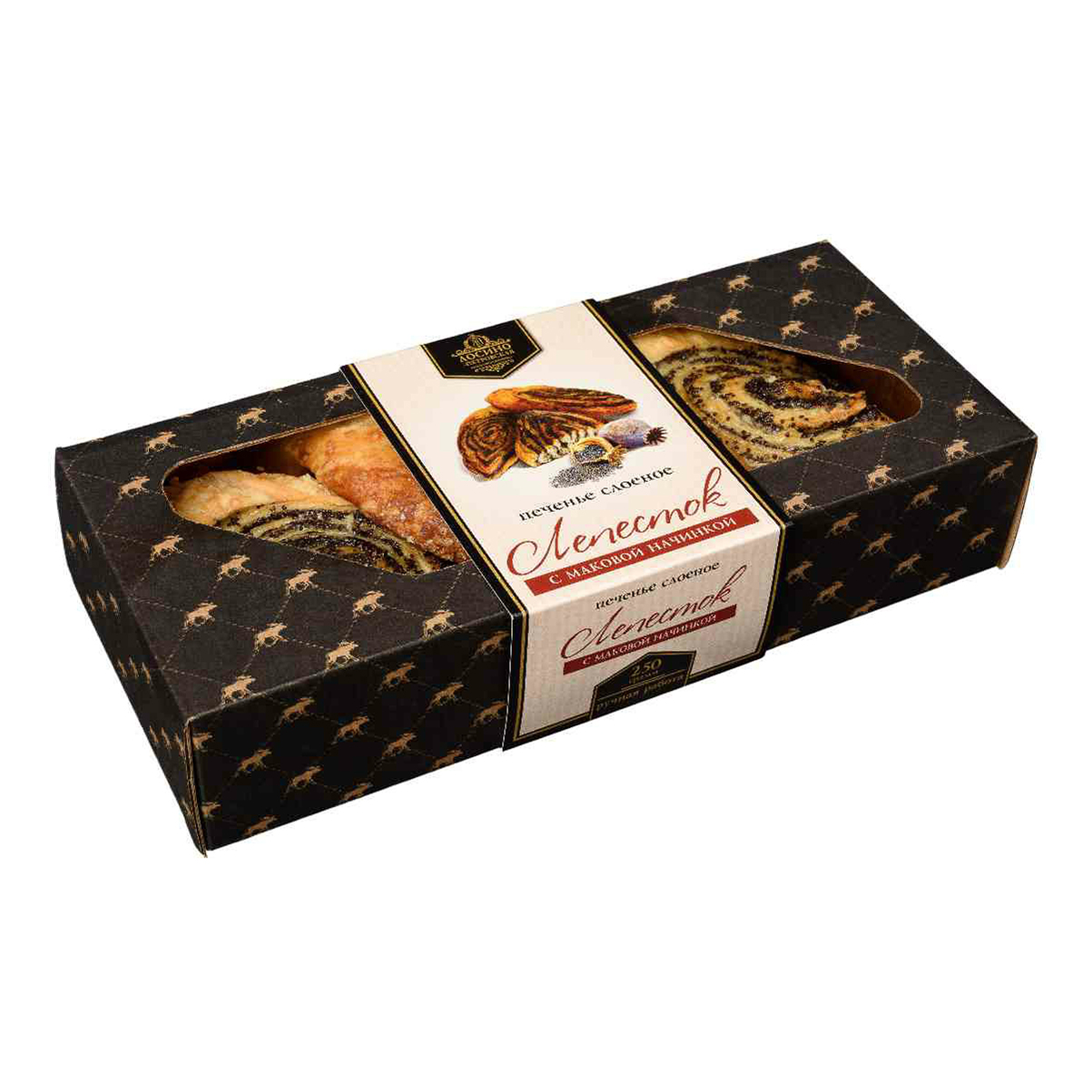 

Печенье Лосино-Петровская КФ сдобно-слоеное с маковой начинкой 250 г