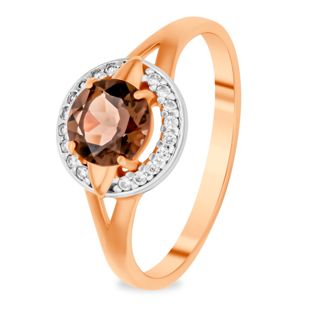 

Кольцо из серебра с раухтопазом/фианитом р.  585Gold 701010896, 701010896