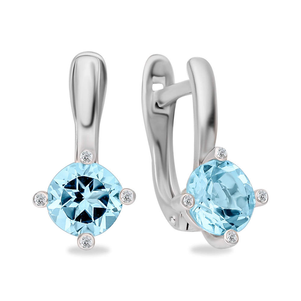 

Серьги из серебра 585Gold 702009472, топаз/фианит, 702009472