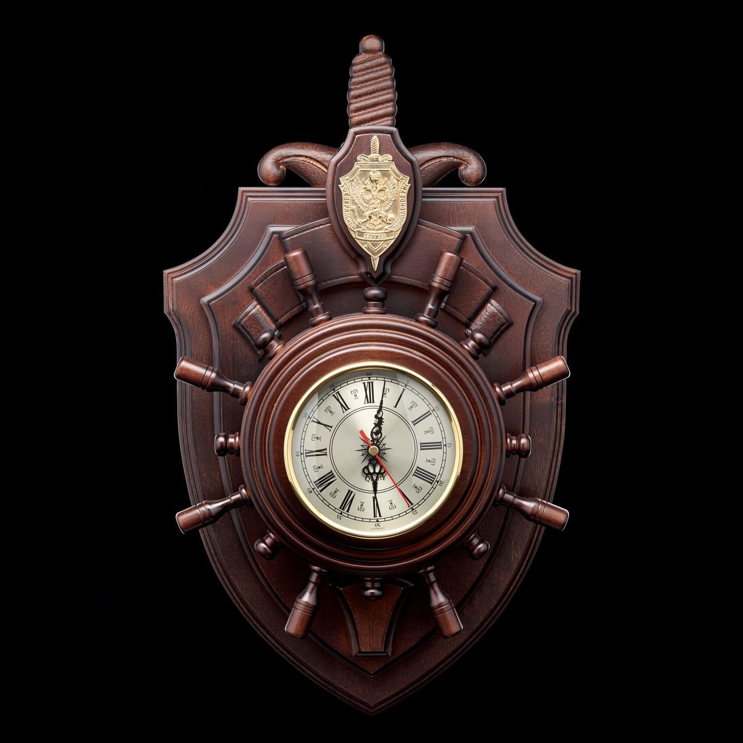 Часы-щит настенные со штурвалом «Герб. ФСБ»